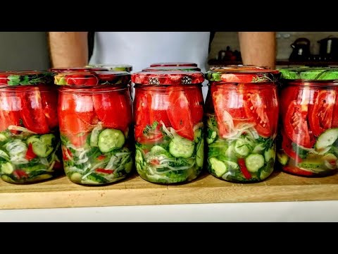 Маринованный салат из огурцов и помидоров 