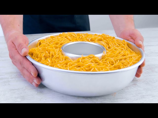 Пирог из спагетти с фаршем